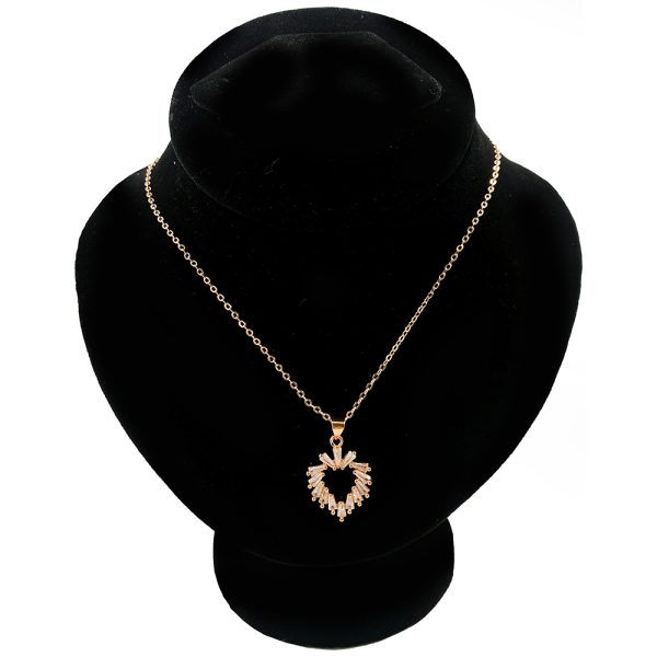 Diamond Heart Necklace with Silver Gold