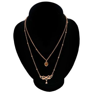 Double Chain Twisted Heart Women's Necklace