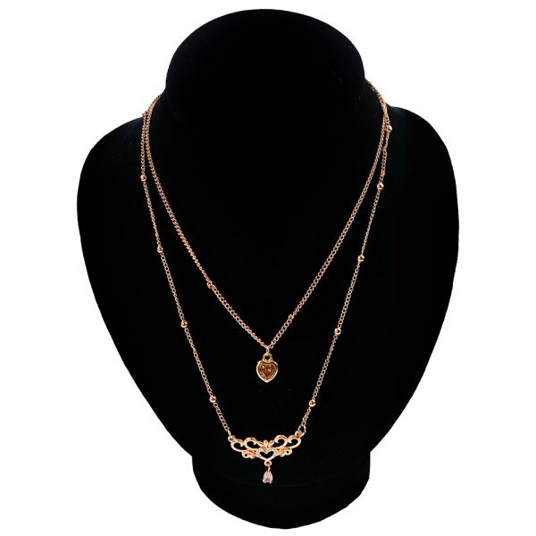 Double Chain Twisted Heart Women's Necklace