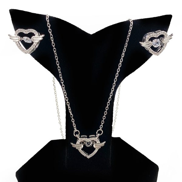 Flying Heart Silver Necklace Set - Image 2