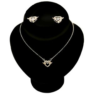 Flying Heart Silver Necklace Set