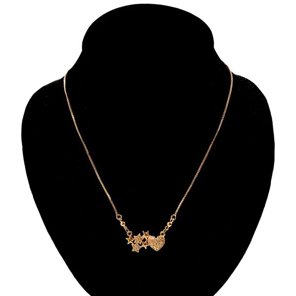 Gold Plated Heart and Stars Women's Necklace