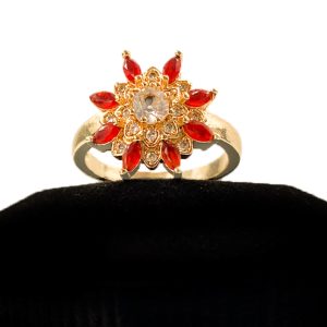 Golden Sapphire Red Stone Ring