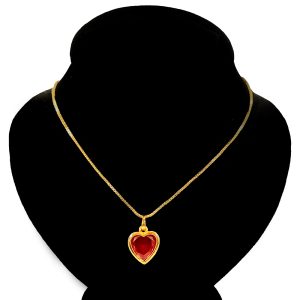 Heart Red Stone Necklace for Women