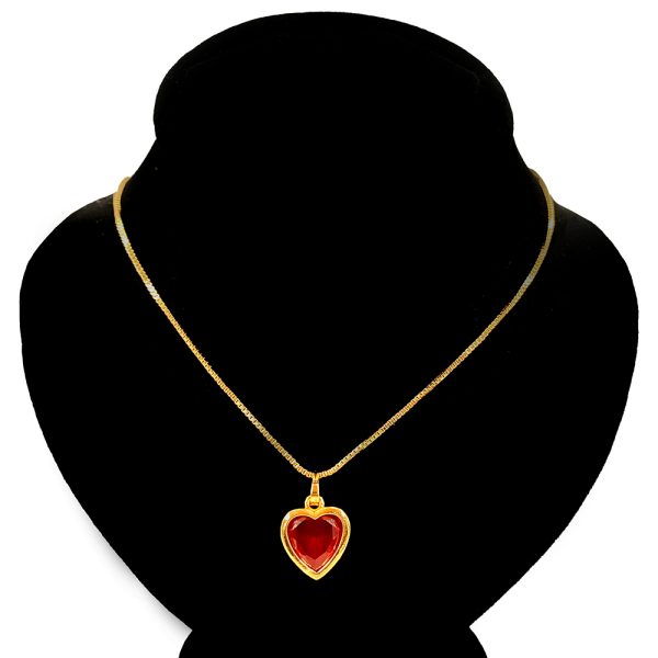 Heart Red Stone Necklace for Women