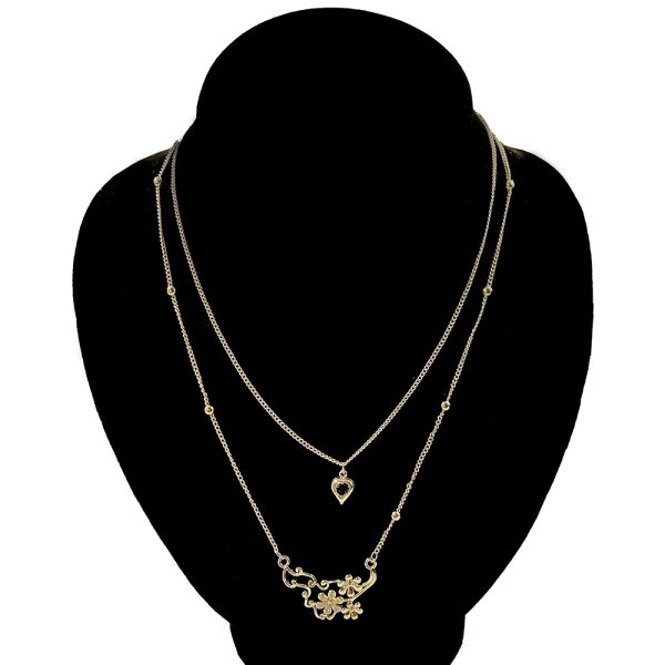 Zircon Double Locket Chain Gold Plated Nacklace for Women