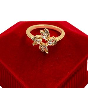 Gold Flower Ring Gold Zircon Flower Ring
