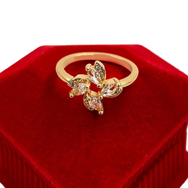 Gold Flower Ring Gold Zircon Flower Ring