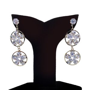 Gold Plated Cz Studded Buy Floral Alloy Drop Party Earrings