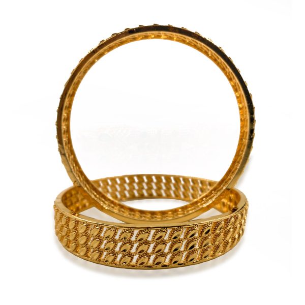 Gold Plated Jali Work Board Bangles Set - Image 3