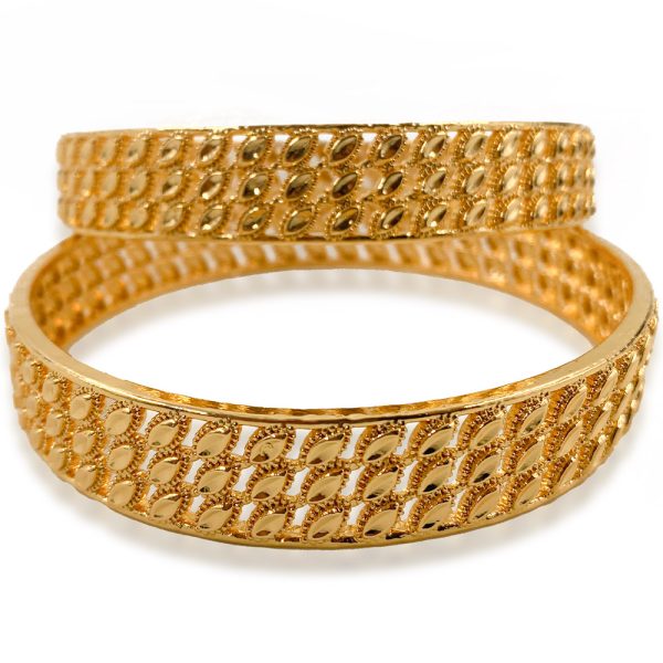 Gold Plated Jali Work Board Bangles Set - Image 2