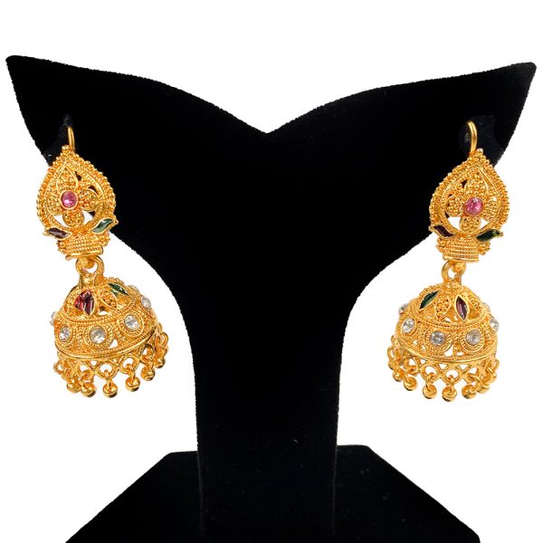 Gold Weeding Jhumki For Women - Image 2