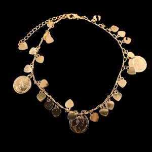 Golden Coin Pendant Anklets for Girls