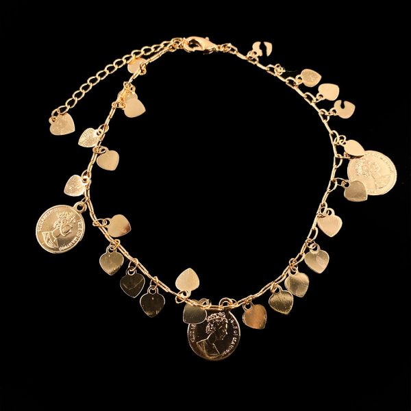 Golden Coin Pendant Anklets for Girls