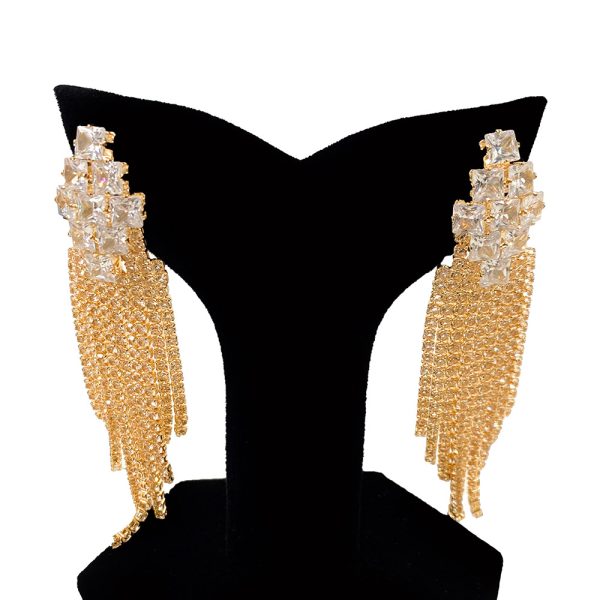 Golden Square Drop Korean Earrings