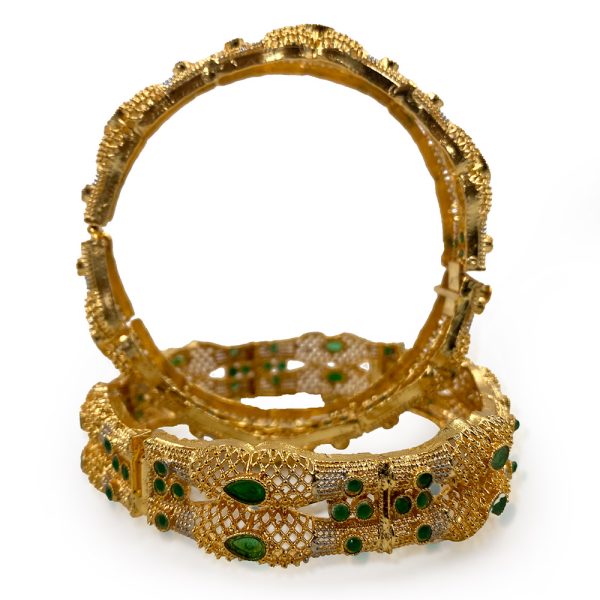 Green Stone Artificial Jewellery Designer Bangles - Image 3
