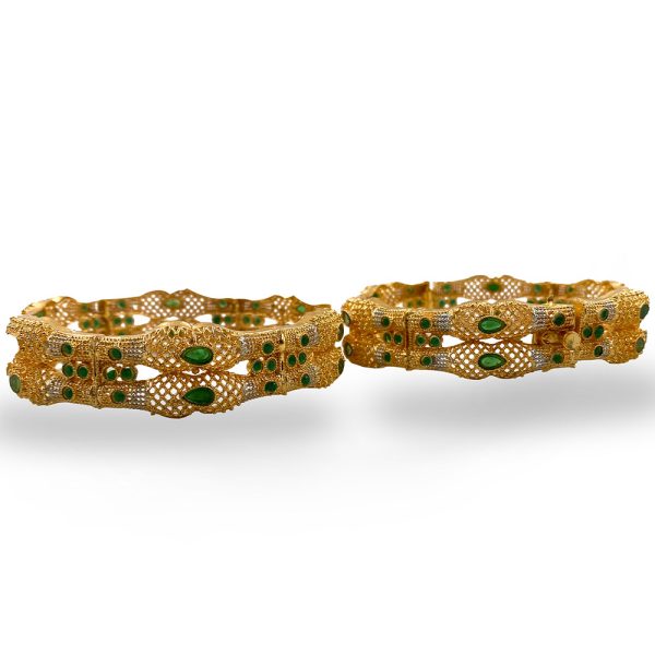 Green Stone Artificial Jewellery Designer Bangles - Image 2