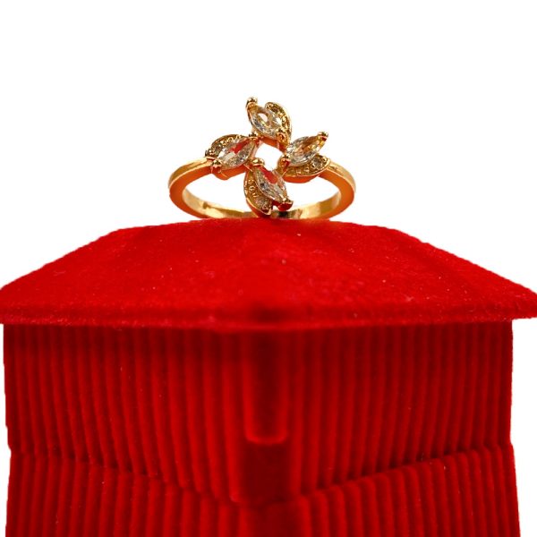 Gold Flower Ring Gold Zircon Flower Ring - Image 2