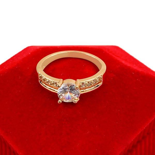 Elegant 1 Stone White and Gold Color Rings