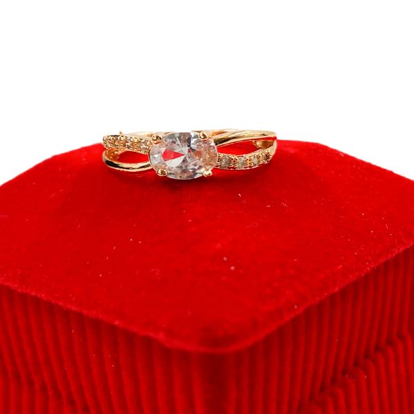 Rings for Girls Gold White Stones simple Best Gift - Image 2