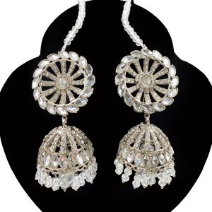Silver Kundan Jumka For Women