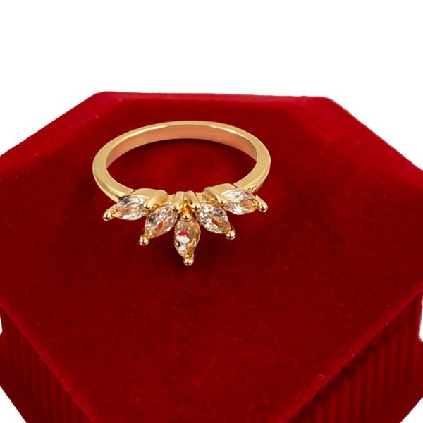 Buy Gold Toned & White Fashion Ring